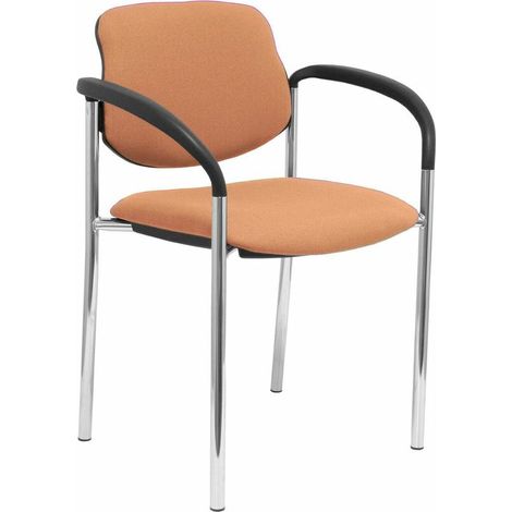 Sedia fissa Villalgordo bali marrone cromato con braccioli