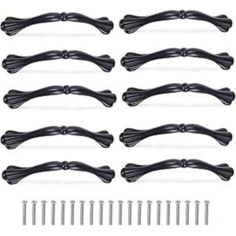 10pcs Poignee de Meuble Cuisine Noir 128mm Poignee Tiroir Metal Bouton de Meuble en Alliage d'aluminium avec 20pcs Vis pour Placard Armoire Cuisine (1/4)
