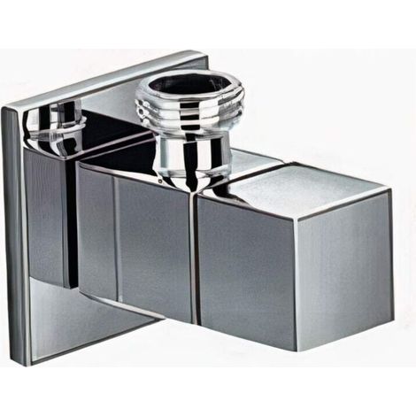 Quarter Turn ½ Inch Angle Shut Off Valve Douche Tap Outlet with Flange Chrome Plated Brass Bidet Spray Accessory - Square Design (1/4)
