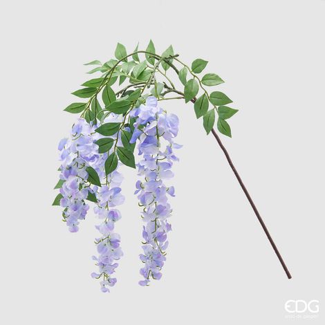 EDG Enzo De Gasperi Glicine Ramo x3 con Foglie H 50 Cm Pianta Artificiale Colore Mauve