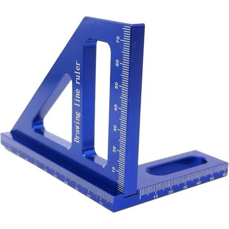 Hochpräzises Messwerkzeug, Winkelmesser aus Aluminiumlegierung, Winkel, Gehrungsdreieck-Lineal, Holzbearbeitungswerkzeug für Schreiner/Ingenieure (blau) (1/5)