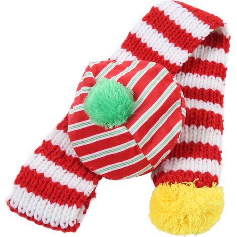 Ensemble bonnet et écharpe pour chien, idéal pour Noël. Adorable ensemble bonnet tricoté pour chat et chien de petite, moyenne et grande taille (blanc, rouge, taille S). (1/5)