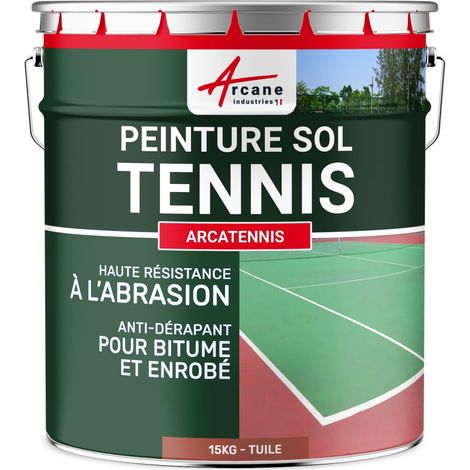 Peinture pour court de tennis, béton, poreux, couleur ligne, rénovation, anti dérapant, salle de sport : Arcatennis - 15 kg (jusqu'à 30 m² en 2 couches) Tuile - ARCANE INDUSTRIES
