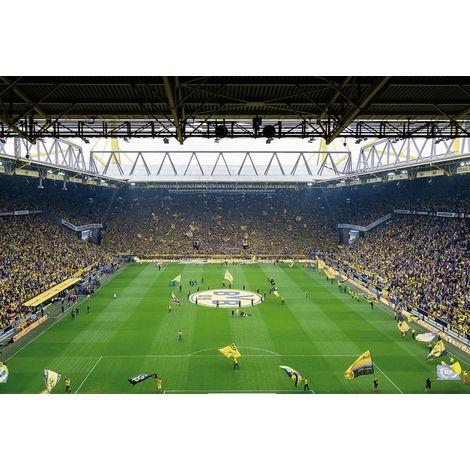 Papier peint panoramique chambre enfant stade de foot | Tapisserie panoramique football noire & jaune | Papier peint panoramique sport chambre garçon - 384 X 260 cm (8 pièces) (1/2)