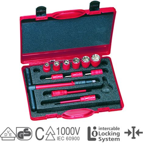 Set base chiavi a T 3/8" con valigia in resina Intercable 1598004