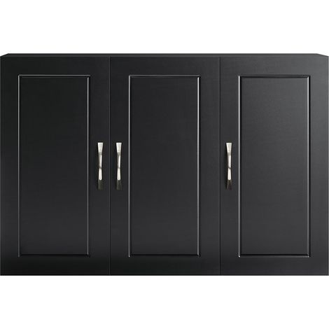 Armadietto pensile da bagno Mobile da parete per il cucina 3 ante 90x30x60cm SoBuy Nero FRG231-L-SCH