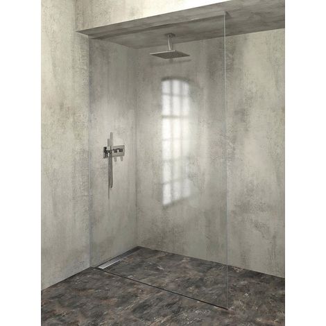 Kit de fixation verre sol-mur-plafond ARCHITEX avec barre inclinée, 1615x2600mm, gauche, aluminium poli (1/4)