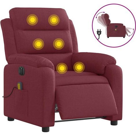 Chaise longue de massage électrique réglable en inclinaison, avec fonction chauffage et contrôle tactile, tissu velours rouge bordeaux – pour salon, bureau ou spa à domicile (1/5)