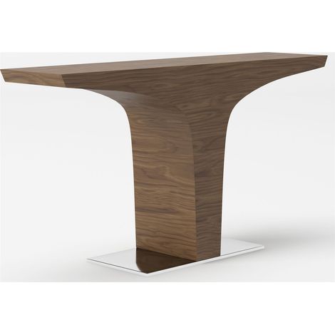 Table d'appoint bois noyer et piétement acier inoxydable - Noyer, acier (1/5)