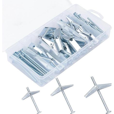 Ensemble de 44 chevilles pour cloisons creuses, chevilles papillon, compatibles avec la suspension de cadres photo, de tringles à rideaux et de plantes, tailles 3/16, 1/4 et 1/8 pouces, jeu de vis inc (1/5)