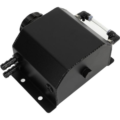 Réservoir de liquide de refroidissement universel 1L en alliage d'aluminium, bidon de trop-plein noir pour moteur (1/5)