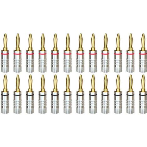 Connecteurs banane haut-parleur – 12 paires plaquées or 24 carats avec vis pour installations audio maison et home cinéma