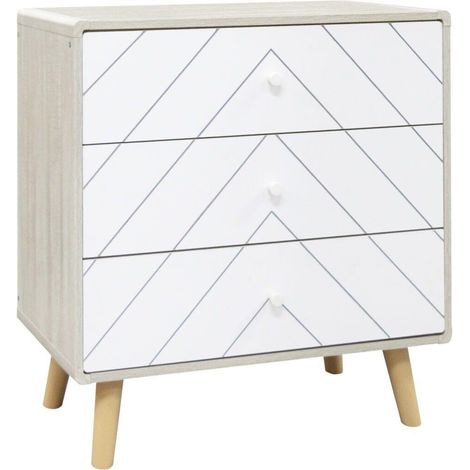 Dixie 3 Drawer Chest - L39.5 x W80 x H79 cm - Dusty Grey/White (1/4)