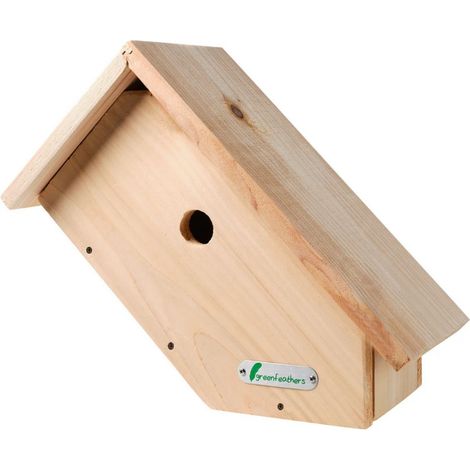45-Degree Handmade Wooden Side View Bird Box - Cedar Wood - L36.5 x W20.5 x H17 cm