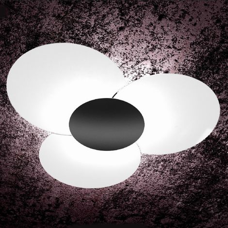 Plafoniera moderna top light clover 1114 100 fa fr fo sa cr ga e27 led vetro lampada soffitto, finitura metallo grigio-antracite