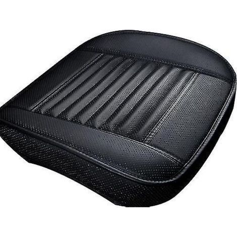 Housse de siège avant de voiture en cuir respirant, noire. (1/4)