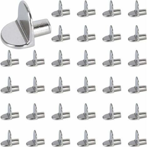 Shelf Clips 5mm Shelf Clips Shelf Support Pegs, XU, Shelf Pins Shelf Support Pins DIY Stainless Steel, 40Pcs - (1/4)