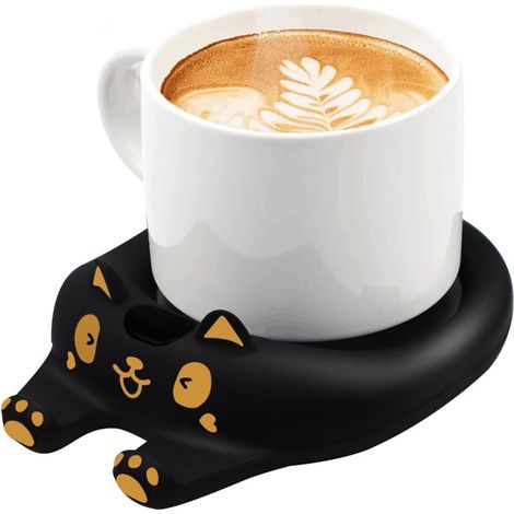 Tassenwärmer, Kaffeewärmer fürs Büro, Kaffeetassenwärmer, automatische Abschaltung, intelligenter Kerzenwärmer mit 3 Temperaturstufen, elektrischer Getränkewärmer (schwarz) (1/4)