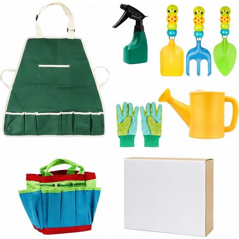 Ensemble de 9 outils de jardinage pour enfants, mini kit de plantation, multifonctionnel, cadeau pour enfants (1/4)