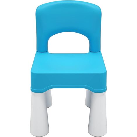Chaise haute enfant en plastique, durable et légère, hauteur d'assise 23,6 cm, à partir de 3 ans, bleue
