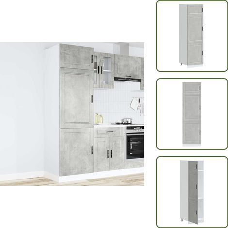 Armadio da cucina con porte - vidaXL Armadio da Cucina Porto Grigio Cemento in Legno Multistrato - Armadio da cucina con piedini regolabili