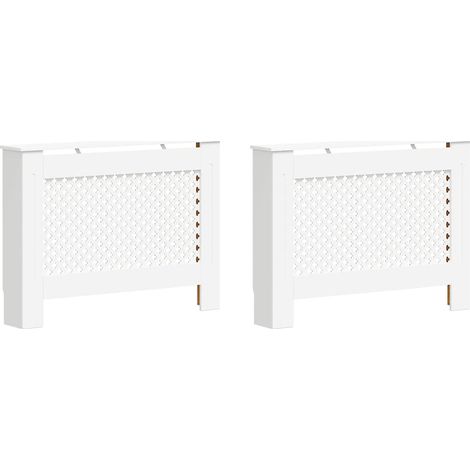 vidaXL Cubiertas para radiador 2 unidades MDF blanco 112x19x81,5 cm (1/2)