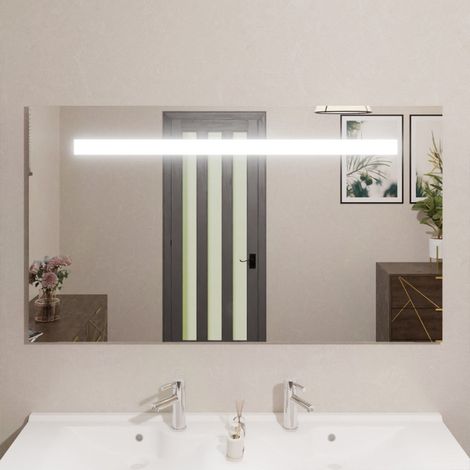 Cuisibane – Miroir lumineux de salle de bain 140x80 cm – Éclairage LED 1200 lumens – Lumière blanche 6000k – Système d'accroche sur suspentes (1/5)