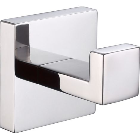 Ahlsen Edelstahl-Badetuchhaken, quadratisch, für Kleidung, Handtuch, Mantel, Bademantel, Kleiderschrank, Schwammhalter, Aufhänger für Badezimmer, Küche, Garage, robuste Wandmontage, Finish (1/5)