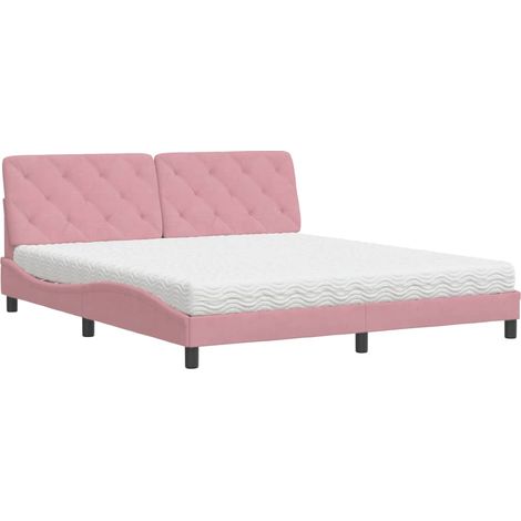 Maison Exclusive - Letto con Materasso Rosa 180x200 cm in Velluto (1/5)