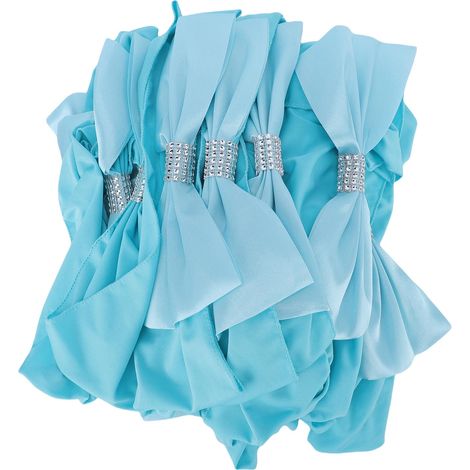 Set aus 25 blauen Stretch-Stuhlschleifen zur Dekoration von Hochzeiten, Zeremonien, Empfängen und Banketten. (1/5)