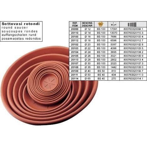 Sottovaso per piante rotondo Marrone Bama Ø 65 cm (1/2)