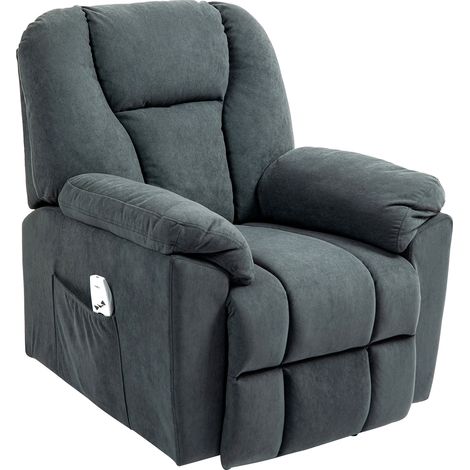 Butaca relax eléctrica de masaje con calefacción, USB y bolsillos laterales, gris oscuro (1/4)