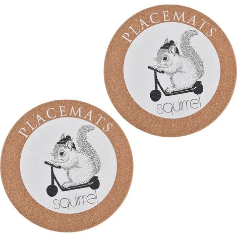 2 Pièces Sous-verres Liège Mignons Motif Animaux Cartoon Pratiques Ronds Bureau Maison Écureuil (1/5)