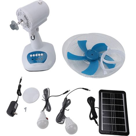 Ventilador de pie solar oscilante 15W con batería 6600mAh, luz LED y 3 velocidades, silencioso – Ideal para camping y jardín (1/5)
