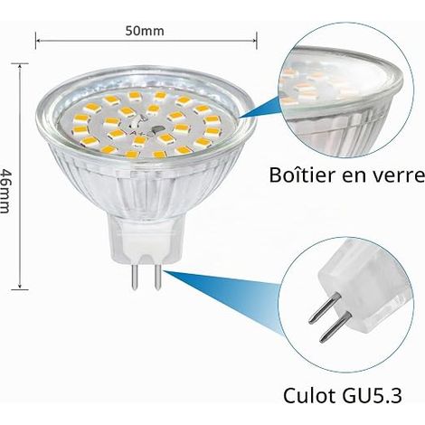 SCNNC MR16 Ampoule GU5.3 LED 12V 5W Blanc Chaud 3000K 500LM (1/4)