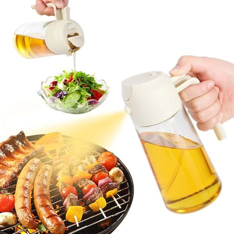 470ml 2-in-1 Kitchen Oil Sprayer, Air Fryer Oil Sprayer for Cooking, Grilling, Salads, Baking, White (1 pc) (1/5)