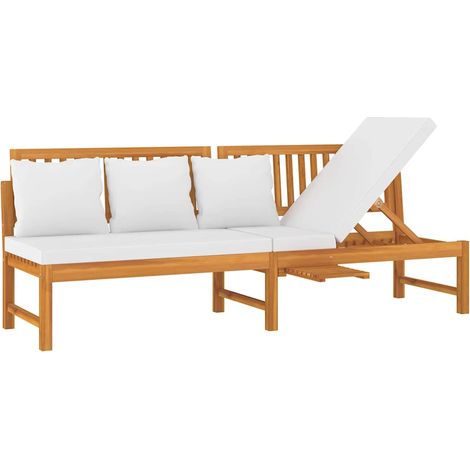 Lit de jour, Lit adulte pour 1 personnes, Assemblage Facile, avec coussin crème 200x60x75cm Bois d'acacia solide OIB9153E (1/5)