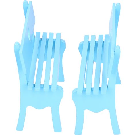 Lot de 2 petites chaises décoratives en bois, style artisanal original, pour la maison ou le bureau (bleu). (1/5)