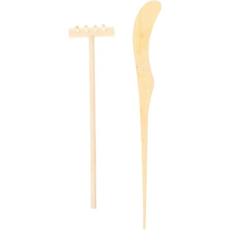 Kit D'outils de Râteau de Jardin Zen en Bois, Facile à Utiliser Ranger, Accessoires pour Jardin Zen Miniature, pour Tables et Cabinets (1/5)