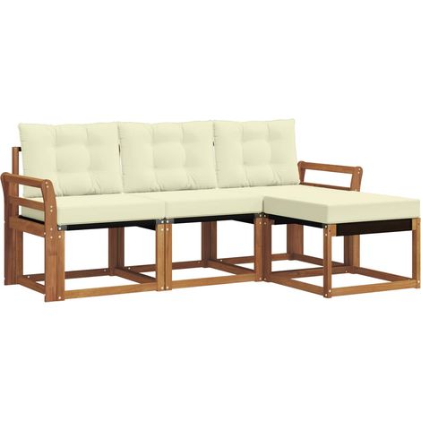 vidaXL Outdoor Sofa Set 4 pcs Natural and Cream