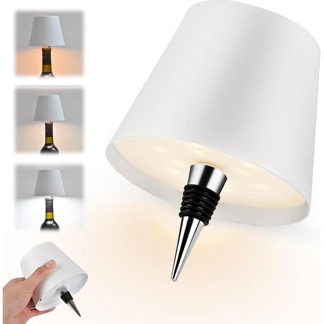 Kindfiber OÜ-Lampe Bouteille Sans Fil Rechargeable USB – 3 Changements de Couleur – Lampe de Table LED pour Restaurant, Décoration Extérieure et Voyage (Blanc) (1/5)