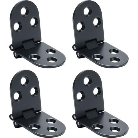 Charnières de Table Pliantes Connecteur Rabattable Montage de Meubles en Inox Pliant de 180 Degrés, 2mm d’Épaisseur, Finition de Chrome en Acier Inoxydable, 4 Pcs noir