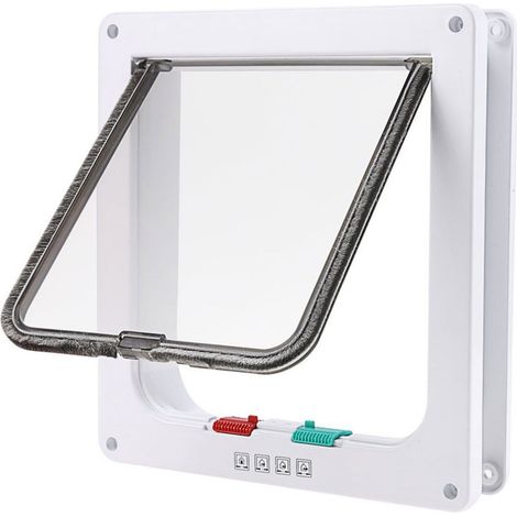 Flap Pour Chat - Fermeture À 4 Positions - Étanche - Pour Portes Et Murs Minces Jusqu'à 50 mm - Blanc Ou Brun - Tailles S M L (1/5)