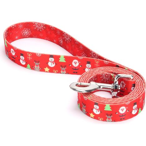 Laisse Pour Chien - 150 Cm - Imprimé Flocon De Neige Bonhomme De Neige Sucette - Boucle Coulissante - Usage Festif - 1 Pièce (1/3)