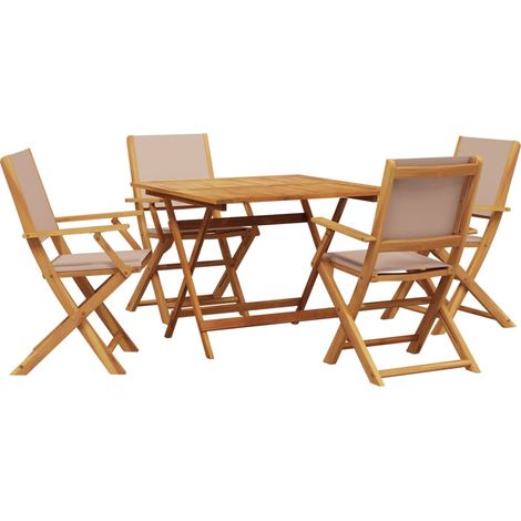 Maison Exclusive - 5-tlg. Garten-Essgruppe Stoff und Massivholz T