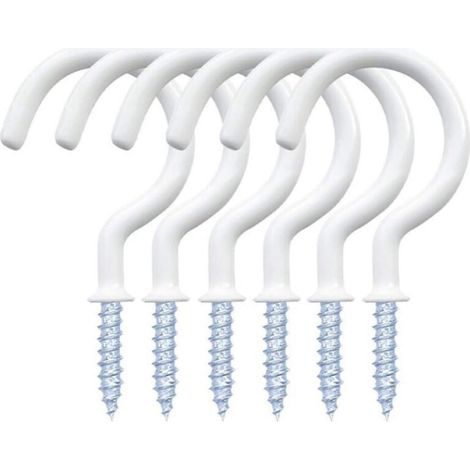 Lot de 12 crochets à vis, crochets de plafond en forme de tasse, support mural robuste en plastique pour plantes suspendues (7,3 cm, blanc) (1/5)