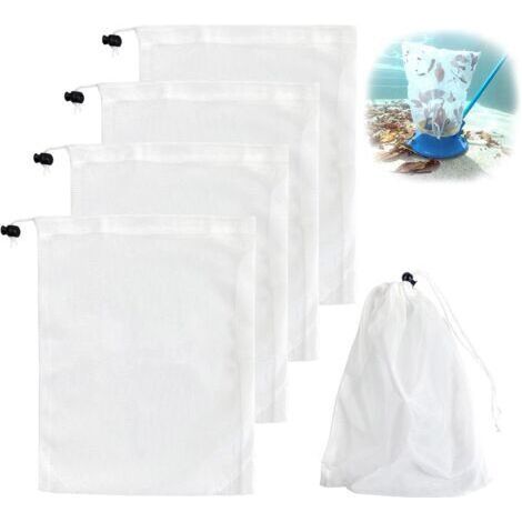 Lot de 5 sacs filtrants pour aspirateurs de piscine, 32x 23cm, en maille fine avec cordon de verrouillage, réutilisables, universels, pour aspirateurs de piscine (1/5)