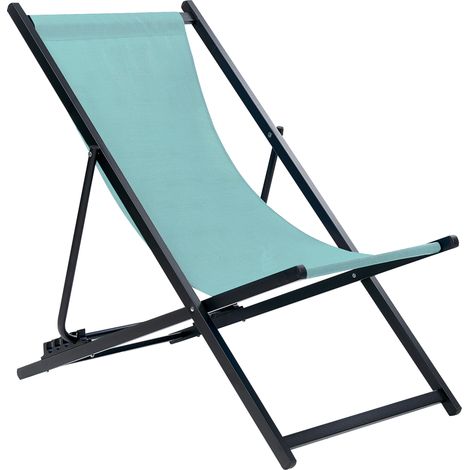 Tumbona de jardín de metal azul turquesa negro respaldo reclinable plegable Locri II (1/5)