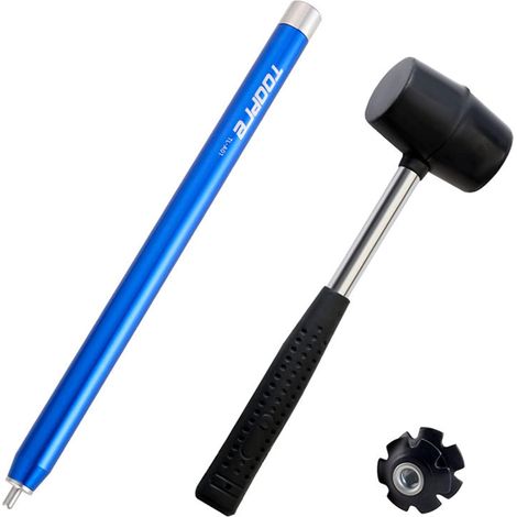 Kit d'outils de couronnes de fourche de vélo professionnel avec marteau et 1 écrous en étoile - Aluminium fraisé CNC et acier inoxydable (1/5)