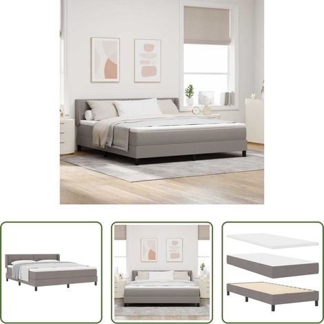vidaXL Lit moderne - Lit à ressorts avec matelas Taupe 200 x 180 cm tissu (1/5)